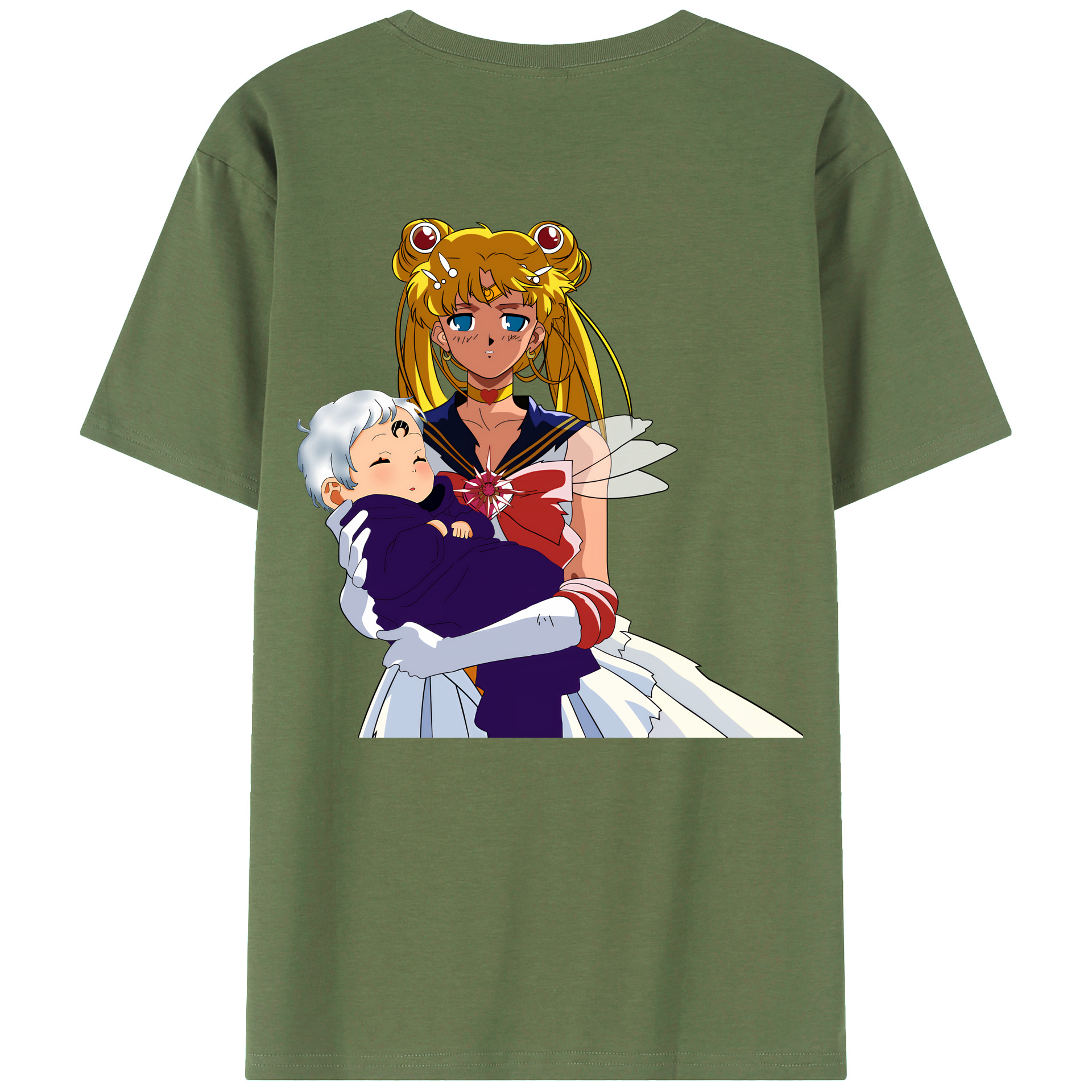 （画像用） 美少女戦士セーラームーン 月野 うさぎ つきの うさぎ Sailor Moon Tsukino Usagi 綿100％ メンズ半袖Tシャツ（バックプリント） 通気性